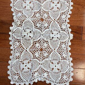 Vintage Hand-Crocheted Lace Doily 15"x10.5"